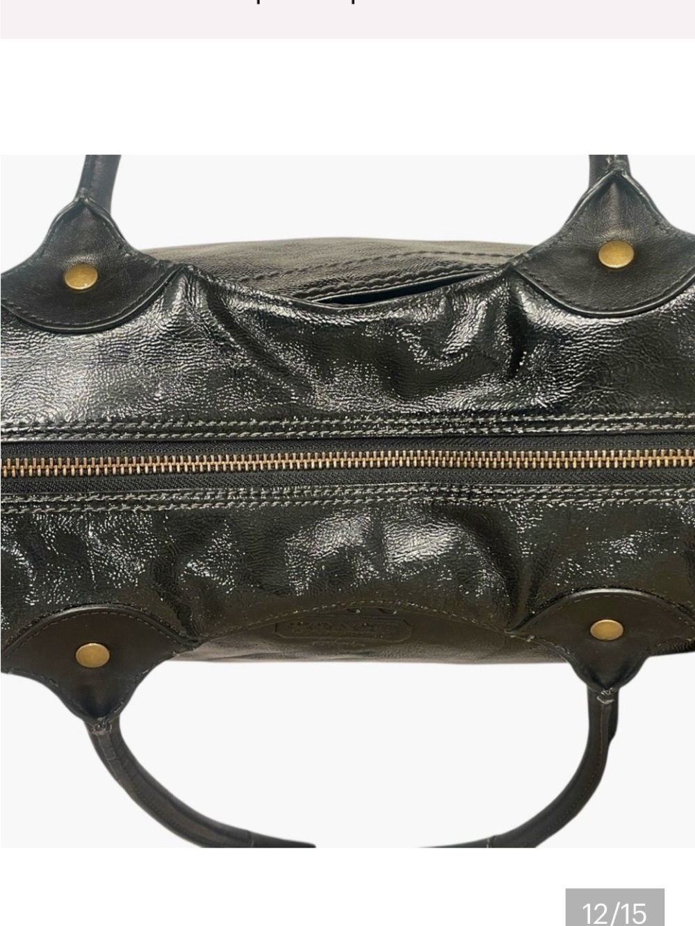 COACH Bleecker Crinkled Patent Calfskin Leather Bag in Black - Picture 6 of 11
